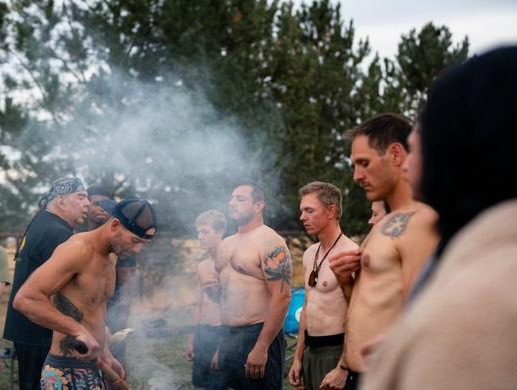 Men gathered together outdoors
