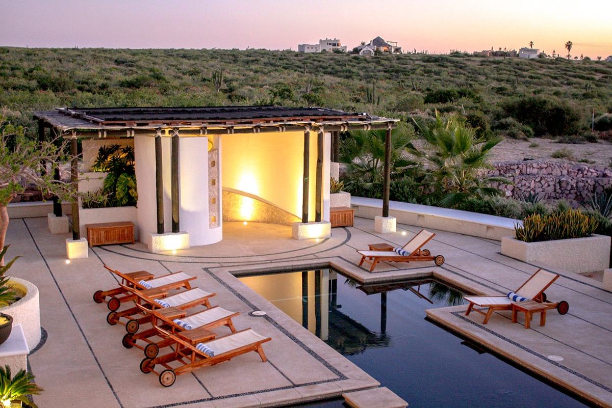 Pool and gathering space at a retreat location in Mexico